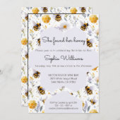 She's Found Her Honey Bees Floral Bridal Shower 招待状 (正面/裏面)