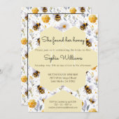 She's Found Her Honey Bees Floral Bridal Shower 招待状 (正面/裏面)
