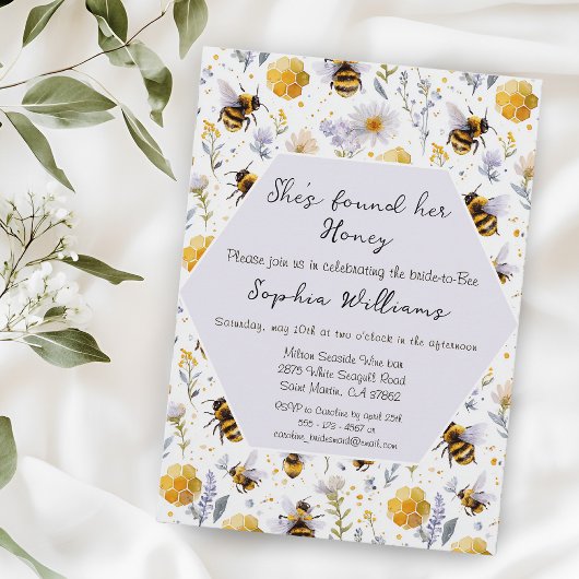 She's Found Her Honey Bees Floral Bridal Shower 招待状