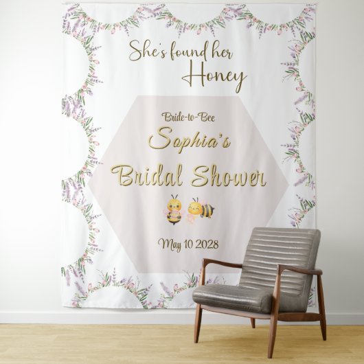 She's Found Her Honey Bridal Shower Backdrop タペストリー (インサイチュ)
