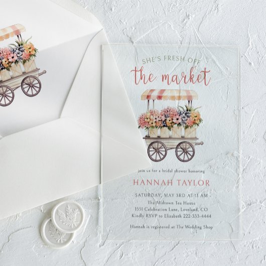 She's Fresh Off The Market Bridal Shower アクリル招待状