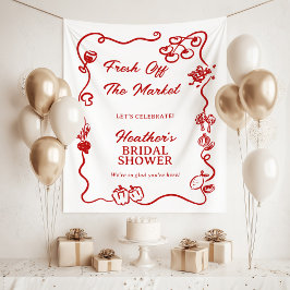 She's Fresh Off The Market Bridal Shower Sign タペストリー