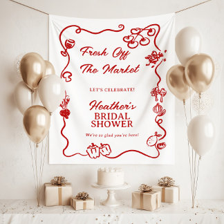 She's Fresh Off The Market Bridal Shower Sign タペストリー