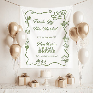 She's Fresh Off The Market Bridal Shower Sign タペストリー