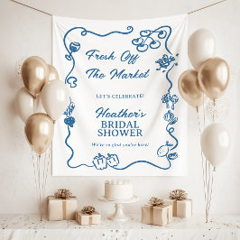 She's Fresh Off The Market Bridal Shower Sign タペストリー