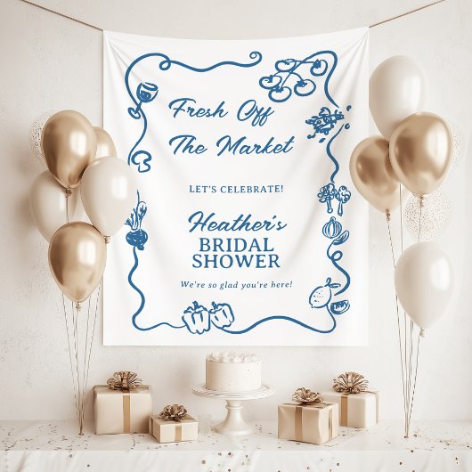 She's Fresh Off The Market Bridal Shower Sign タペストリー