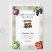 She's Fresh Off The Market Gingham Bridal Shower 招待状 (正面)