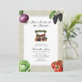 She's Fresh Off The Market Gingham Bridal Shower 招待状 (スタンド正面)