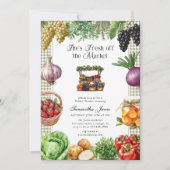 She's Fresh Off The Market Gingham Bridal Shower 招待状 (正面)