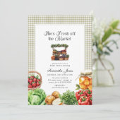 She's Fresh Off The Market Gingham Bridal Shower 招待状 (スタンド正面)