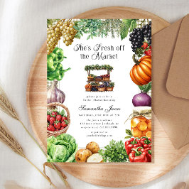 She's Fresh Off The Market Gingham Bridal Shower 招待状