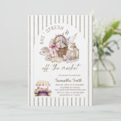 She's Fresh Off the Market Striped Bridal Shower 招待状 (スタンド正面)