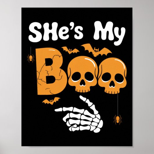 She's My Boo Skeleton Couples Matching Couple Hall ポスター (正面)