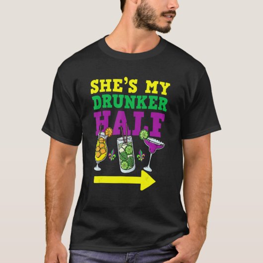 She's My Drunker Half Mardi Gras Couple Party  Dri Tシャツ (正面)