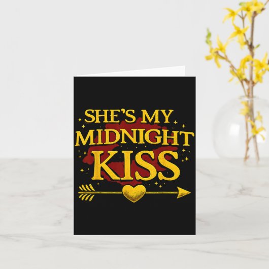 She's My Midnight Kiss Matching Couples Valentine’ カード (黄色い花)