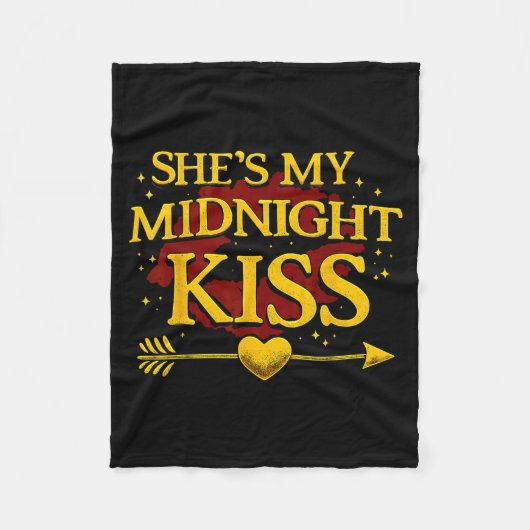 She's My Midnight Kiss Matching Couples Valentine’ フリースブランケット (正面)