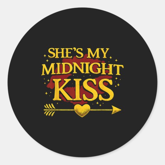 She's My Midnight Kiss Matching Couples Valentine’ ラウンドシール (正面)