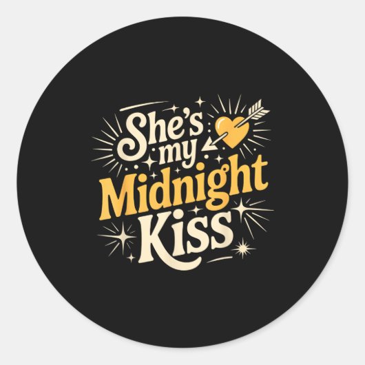 Shes My Midnight Kiss Saying Romantic Couple New Y ラウンドシール (正面)