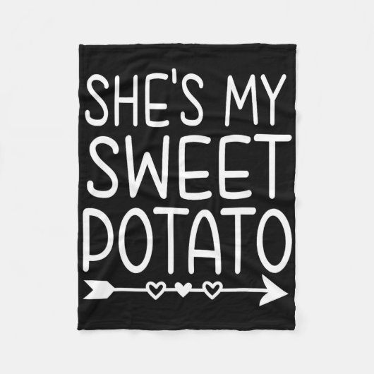 She's My Sweet Potato I Yam Thanksgiving Matching  フリースブランケット (正面)