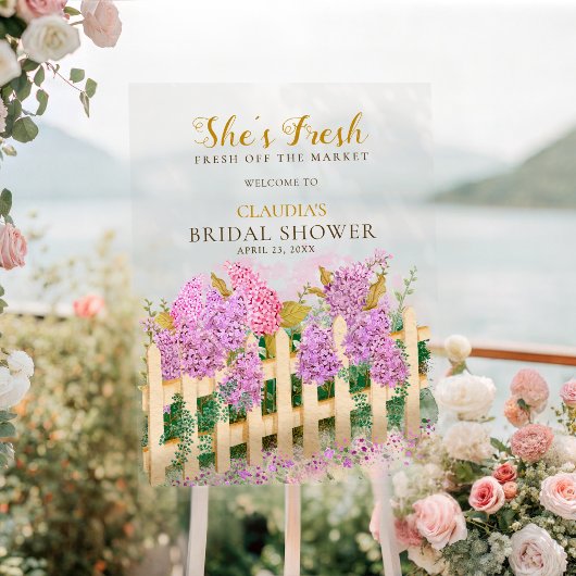 She's Off Market Elegant Script Bridal Welcome  アクリルサイン