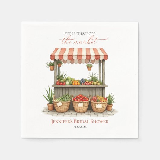 She's Off the Marketファーマーズマーケットブライダルシャワー スタンダードカクテルナプキン (正面)