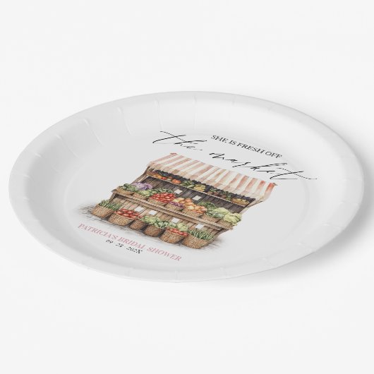 She's Off the Marketファーマーズマーケットブライダルシャワー ペーパープレート (アングル)