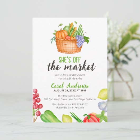 She's Off the Marketファーマーズマーケットブライダルシャワー 招待状 (スタンド正面)