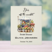 She's off the Market Beige Flower Bridal Shower アクリルサイン (ニュートラル)