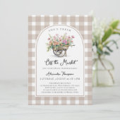 She's Off the Market Cart Gingham Bridal Shower 招待状 (スタンド正面)