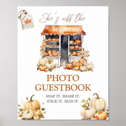 She's Off The Market Fall Pumpkin Photo Guestbook ポスター (正面)