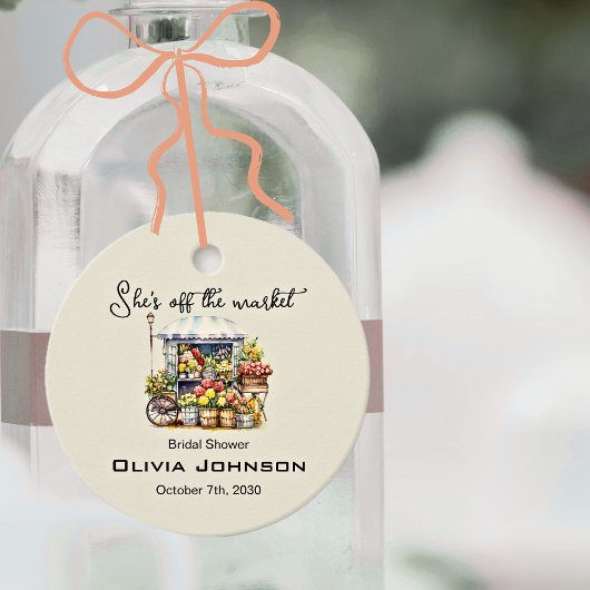 She's off the Market Linen White Floral Bridal フェイバータグ