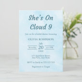 She's On Cloud 9ドリーミースカイブルーブライダルシャワー 招待状 (スタンド正面)