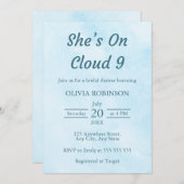 She's On Cloud 9ドリーミースカイブルーブライダルシャワー 招待状 (正面/裏面)