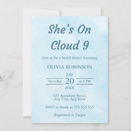 She's On Cloud 9ドリーミースカイブルーブライダルシャワー 招待状
