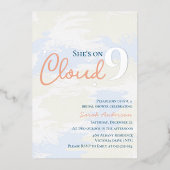 She's on Cloud 9パステルテクスチャブライダルシャワー 箔招待状 (正面)