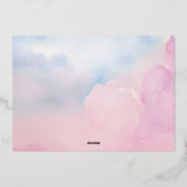 She's On Cloud 9ピンクブライダルシャワーサンキューカード 箔シーズンカード (裏面)