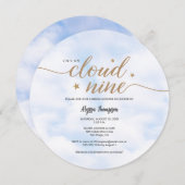 She's on Cloud 9 Dreamy Bridal Shower Clouds 招待状 (正面/裏面)