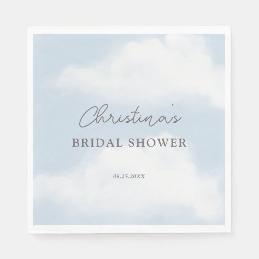She's on Cloud 9 Dreamy Waterカラーブライダルシャワー スタンダードランチョンナプキン (正面)