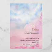 She's On Cloud 9 Pink Bridal Shower招待 箔シーズンカード (正面)