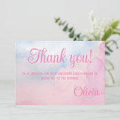She's On Cloud 9 Pink Waterカラーブライダルシャワー サンキューカード (スタンド正面)