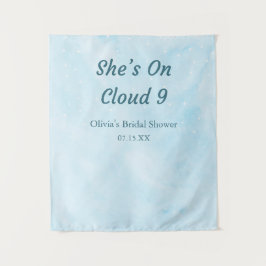 She's On Cloud 9 Sky Blueブライダルシャワー背景 タペストリー