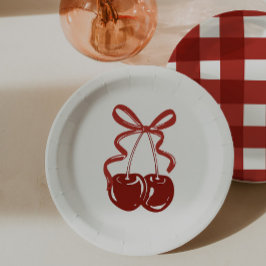 She's Our Little Cherry On Top Girls 1st Birthday ペーパープレート