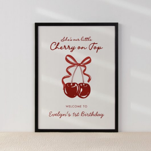 She's Our Little Cherry On Top Girls 1st Birthday ポスター