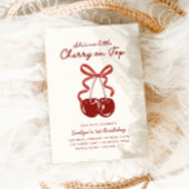 She's Our Little Cherry On Top Girls 1st Birthday 招待状