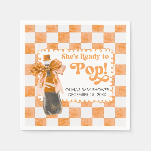 She's Ready to Pop ベビーシャワー スタンダードカクテルナプキン (正面)