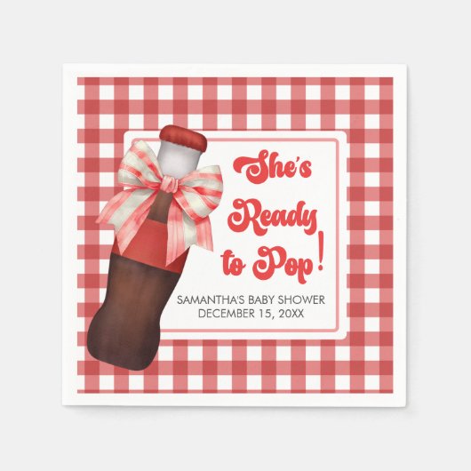She's Ready to Pop ベビーシャワー スタンダードカクテルナプキン (正面)
