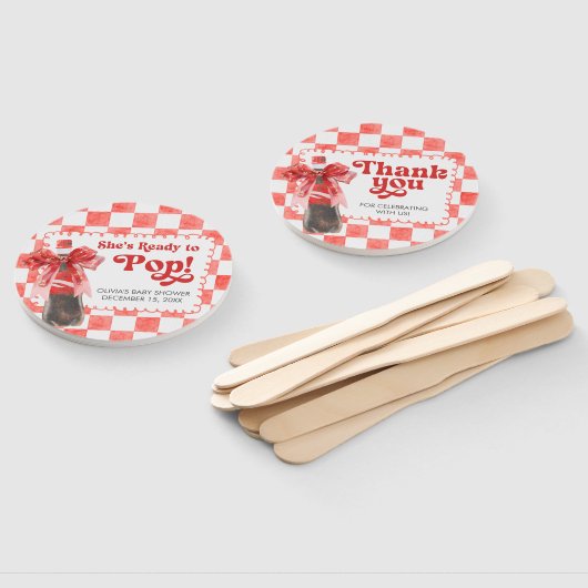 She's Ready to Pop Baby Shower ハンドファン (組立なし)