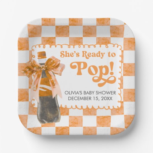 She's Ready to Pop Baby Shower ペーパープレート (正面)