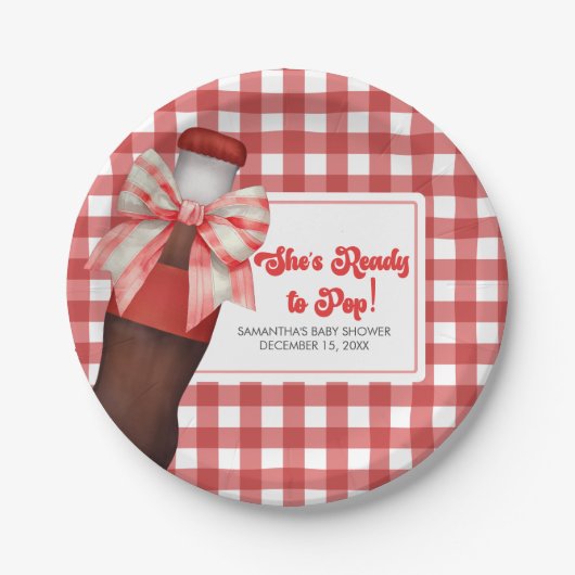 She's Ready to Pop Baby Shower ペーパープレート (正面)