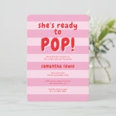 She's Ready to Pop Baby Shower 招待状 (スタンド正面)